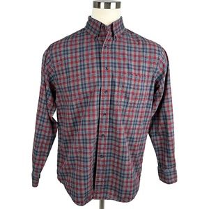 Red/Navy/Gray Plaid Shirt (L)
